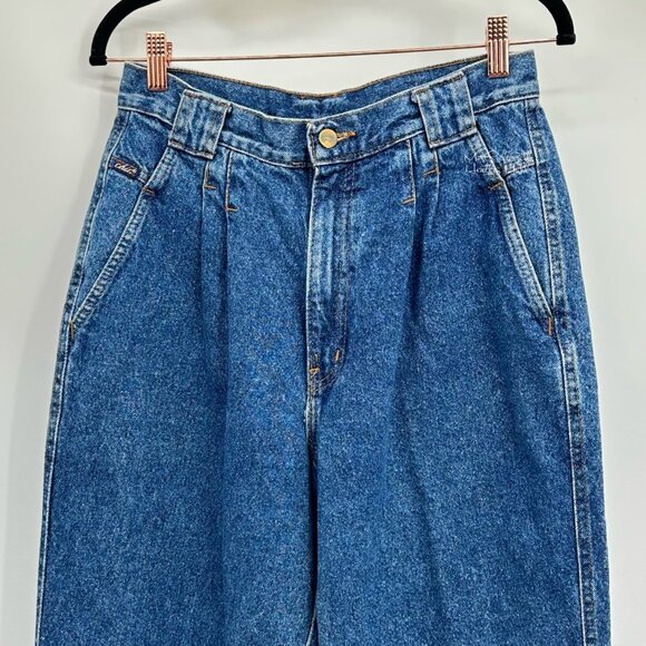 Chic Vintage 1980's Ultra High-Rise Pleated Relaxed Fit USA Made Jeans Size 26 - Picture 2 of 6